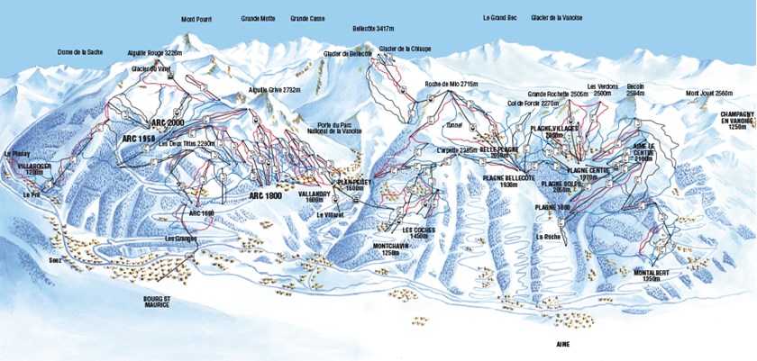 les-arcs piste map